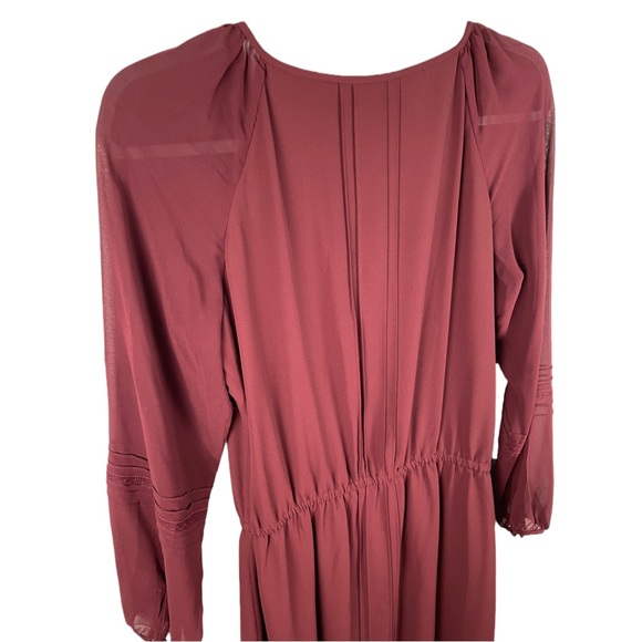 WHITE HOUSE BLACK MARKET SHEER DRESS | Wine Burgundy | Size Small - Picture 3 of 8